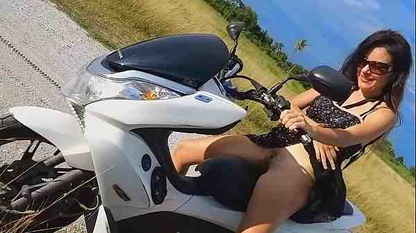 Sexy Hairy Biker Milf With Anal Plug Fucks Herself Outdoors In Nature